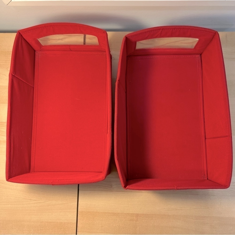 Red collapsible storage containers